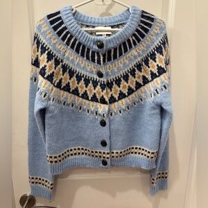 NWT Freshman 1996 Blue Fair Isle Nordic Patterned cardigan Sweater - M
